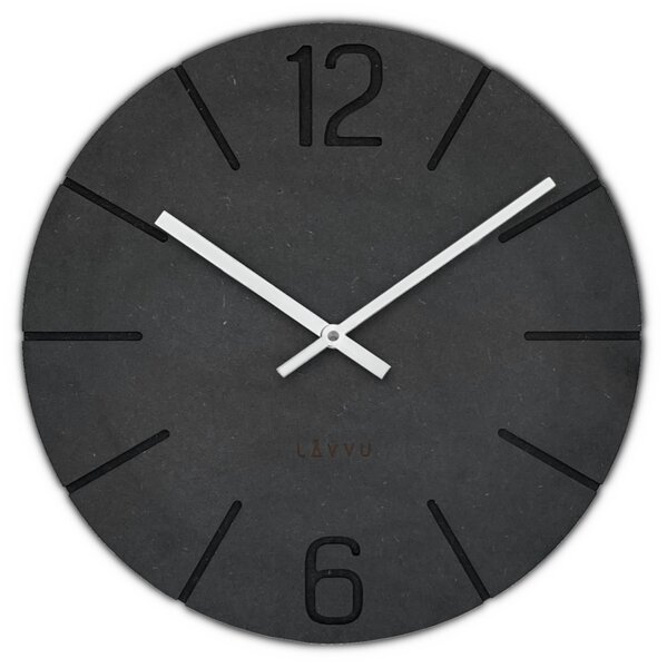 LAVVU Černé designové hodiny Natur vyrobené v Čechách ⌀34cm LCT5021 (LAVVU Černé hodiny Natur vyrobené v Čechách ⌀34cm LCT5021)