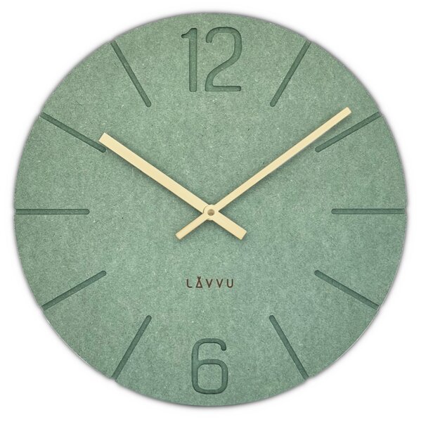 LAVVU Zelené design hodiny Natur vyrobené v Čechách ⌀34cm LCT5027 (LAVVU Zelené hodiny Natur vyrobené v Čechách ⌀34cm LCT5027)