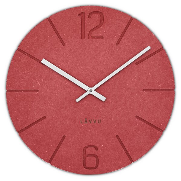 LAVVU Červené design hodiny Natur vyrobené v Čechách ⌀34cm LCT5023 (LAVVU Červené hodiny Natur vyrobené v Čechách ⌀34cm LCT5023)