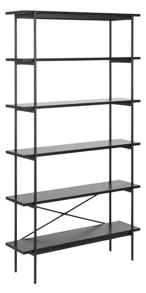 Černý regál v dekoru jasanu 94x172 cm Angus – Actona