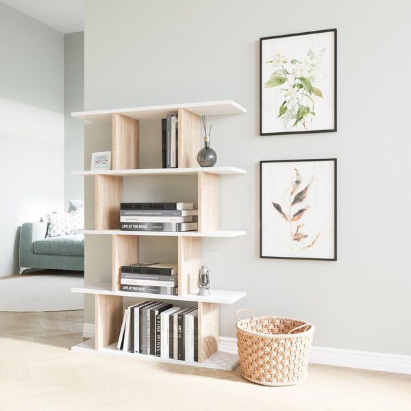 Bílá/přírodní knihovna v dekoru dubu 90x127 cm Harmon – Kalune Design