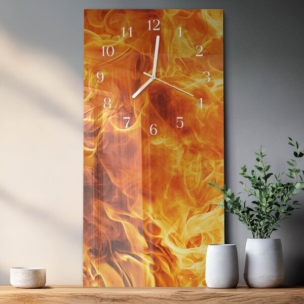 Skleněné hodiny vertikální Oheň zsppb-30x60-00082480