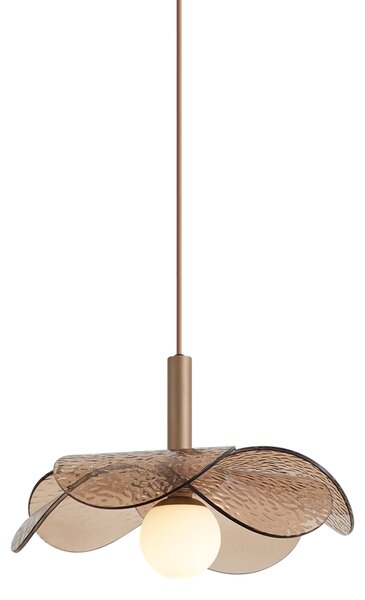 Designové závěsné svítidlo tmavý bronz s jantarovým sklem - Kemner