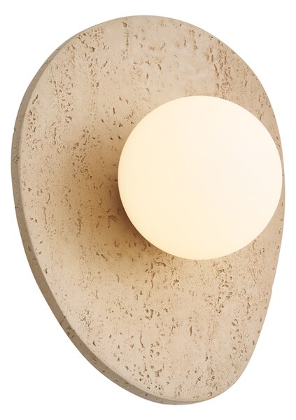Nástěnná lampa Japandi organická z přírodního kamene s opálovým sklem - Josie