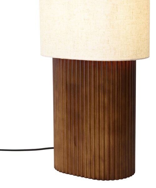 Japandi stojací lampa z ořechového dřeva s látkovým stínidlem 90 cm - Lamel