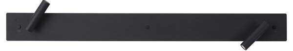 Moderní černé nástěnné svítidlo se 2 světly vč. LED s podsvícením a USB-C - Longly