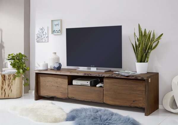 WOODLAND TV stolek II. 191x50 cm, tmavě hnědá, akácie
