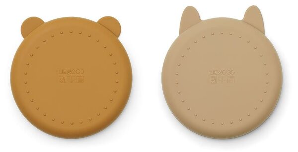 Silikonový talířek Olivia Golden Caramel Oat 17 cm – set 2 ks