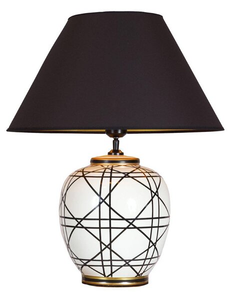 PR Home Stolní lampa New York, černá, výška 45 cm, keramika, Černá, Obývací pokoj / jídelna, Textil / tkanina / hedvábí