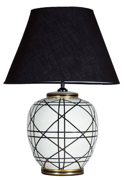 PR Home Stolní lampa New York, černá, výška 60 cm, keramika, Obývací pokoj / jídelna, Textil / tkanina / hedvábí