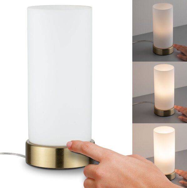 Paulmann 77055 Pinja, stolní dotyková lampa, 1x40W, mosaz, bílé stínítko, 24cm