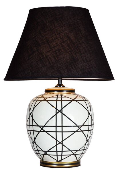 PR Home Stolní lampa New York, černá, výška 60 cm, keramika, Obývací pokoj / jídelna, Textil / tkanina / hedvábí