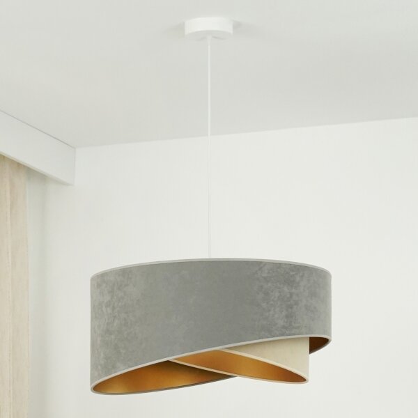 Brilagi - LED Lustr na lanku LYRA 1xE27/15W/230V šedá/béžová/zlatá