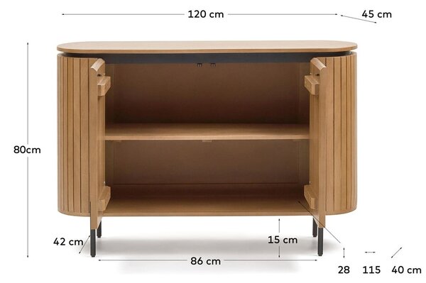 Nízká komoda z mangového dřeva v přírodní barvě 120x80 cm Licia – Kave Home