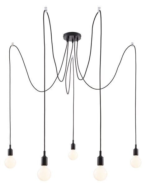 Paulmann 50389 Neordic Ketil 5, černé závěsné svítidlo s pěti závěsy, 5x max20W E27