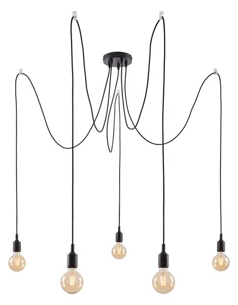 Paulmann 50389 Neordic Ketil 5, černé závěsné svítidlo s pěti závěsy, 5x max20W E27