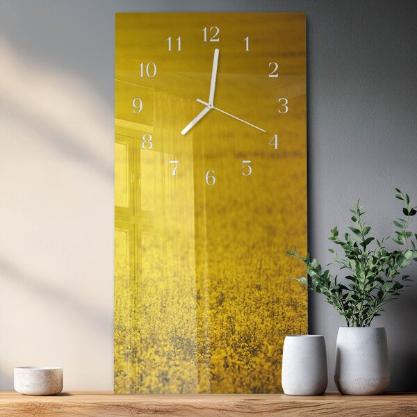 Skleněné hodiny vertikální Pole květin zsppb-30x60-00080069