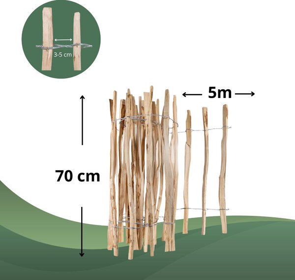 Creative Home latkové oplocení, výška 70 cm a délka 5 m | Rozteč latí 3–5 cm