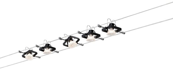 Paulmann 94290 Mac2, lankový systém, 5x max 10W LED 12V, černá, 500cm