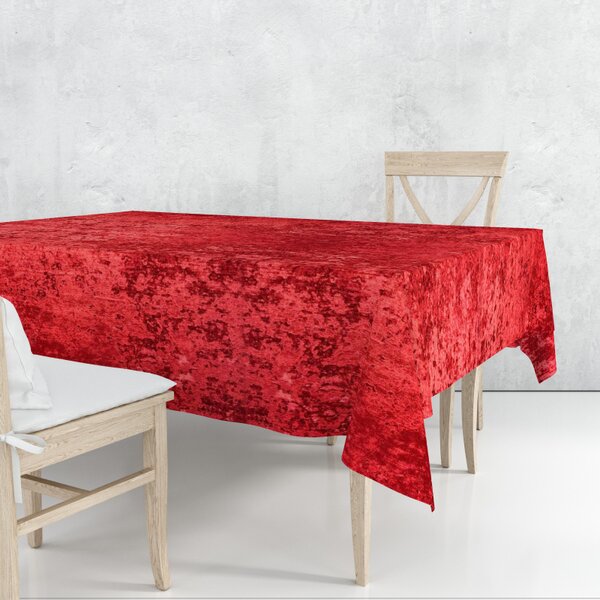 Ervi dekorační ubrus na stůl obdélníkový - mačkaný samet červený