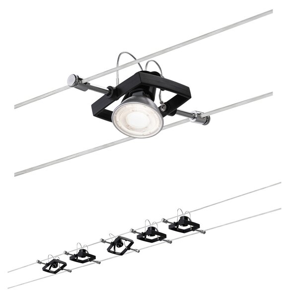 Paulmann 94290 Mac2, lankový systém, 5x max 10W LED 12V, černá, 500cm