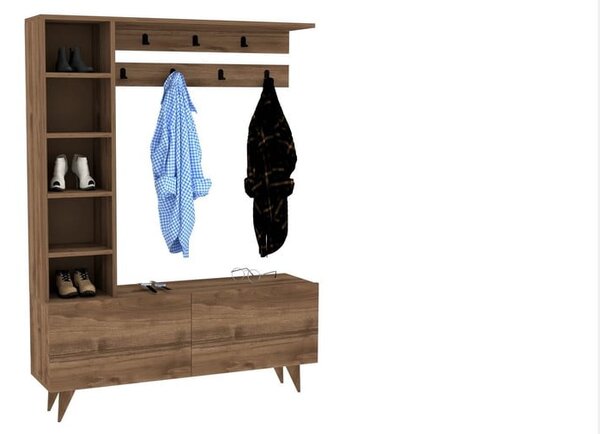 Předsíňová sestava v dekoru ořechu v přírodní barvě Hale – Kalune Design