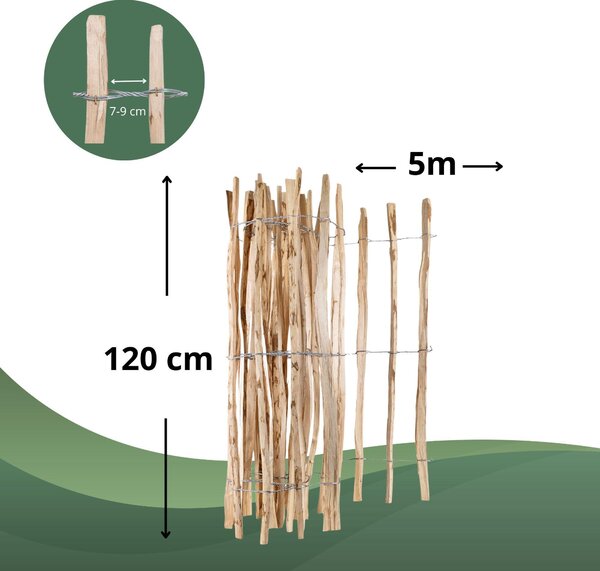 Creative Home latkové oplocení, výška 120 cm a délka 5 m | Rozteč lamel 7–9 cm