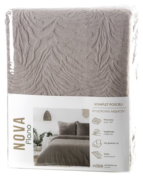 POVLEČENÍ Z MIKROVLÁKNA FLANO 200X220 CM, 2 KS 70X80 CM BÉŽOVÁ
