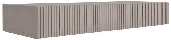 Zavěšená komoda se dvěma zásuvkami, s drážkovanou přední stranou – barva taupe, rozměry 100 x 39,6 x 16 cm