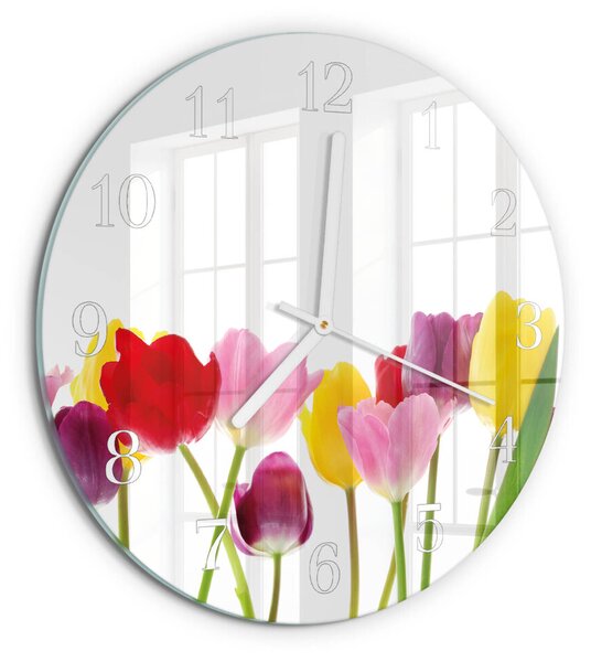 Skleněné hodiny na stěnu Barevné tulipány zsob-fi30-00080794