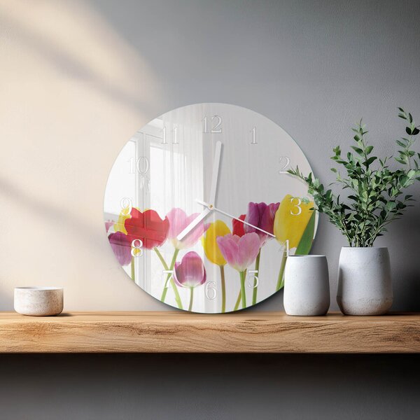 Skleněné hodiny na stěnu Barevné tulipány zsob-fi30-00080794