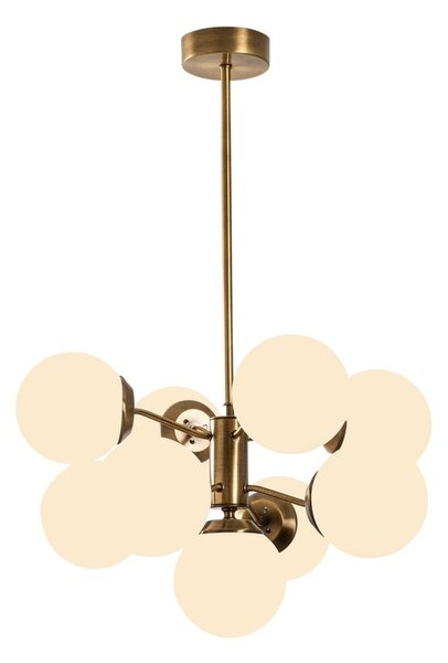 Bílé/v mosazné barvě závěsné svítidlo se skleněným stínidlem ø 70 cm Mudoni – Opviq lights