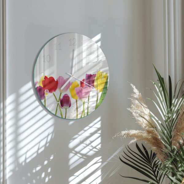 Skleněné hodiny na stěnu Barevné tulipány zsob-fi30-00080794