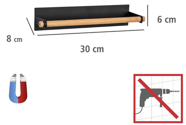 Držák na papírové utěrky MAGNA, magnetický, 30 cm, černý, WENKO