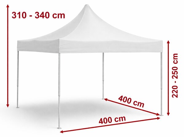 Nůžkový párty stan 4x4 m ALU Premium – 4 plné bočnice barva Červená