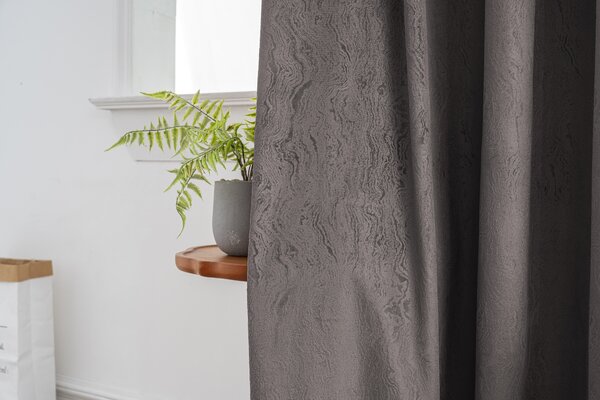 Zatemňovací závěs DUNES VELVET 140x250 cm, tmavě šedý Zavěšení: Kovové kroužky