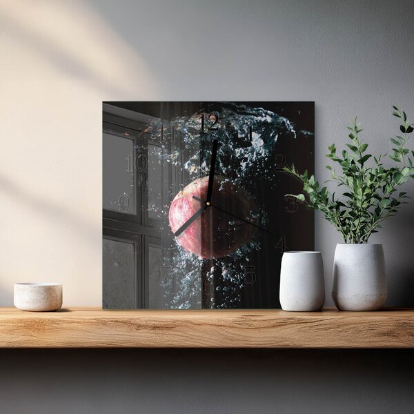 Skleněné hodiny na stěnu Jablko zskc-30x30-00180638