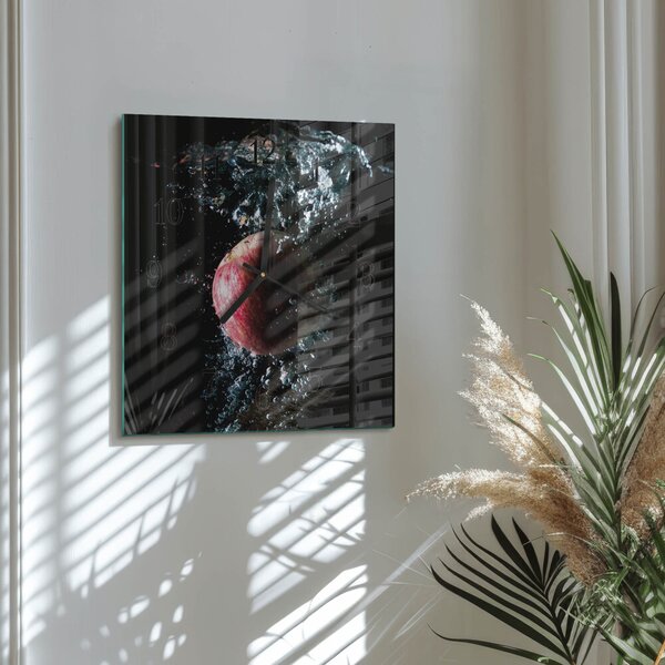Skleněné hodiny na stěnu Jablko zskc-30x30-00180638