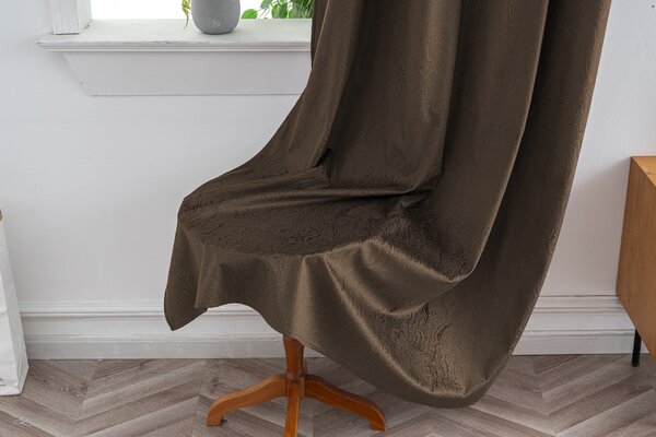 Zatemňovací závěs DUNES VELVET 140x250 cm, hnědý Zavěšení: Řasící páska