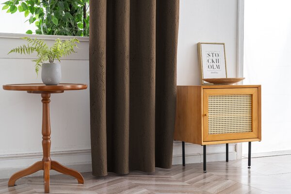 Zatemňovací závěs DUNES VELVET 140x250 cm, hnědý Zavěšení: Řasící páska