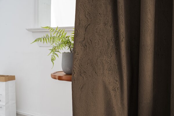 Zatemňovací závěs DUNES VELVET 140x250 cm, hnědý Zavěšení: Řasící páska