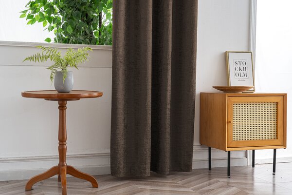 Zatemňovací závěs LOOM VELVET 140x250 cm, hnědý Zavěšení: Kovové kroužky