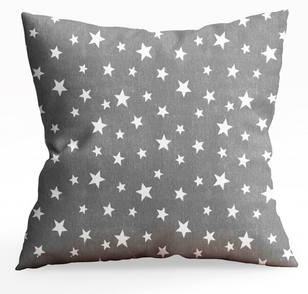 Ervi povlak na polštář bavlněný - hvězdičky na šedém