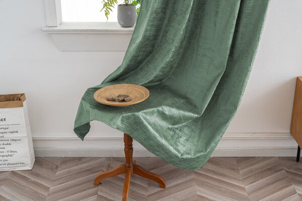 Zatemňovací závěs LOOM VELVET 140x250 cm, zelený Zavěšení: Kovové kroužky