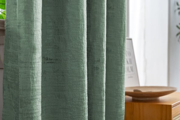 Zatemňovací závěs LOOM VELVET 140x250 cm, zelený Zavěšení: Kovové kroužky