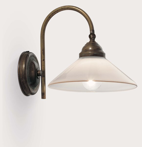 Il Fanale 081.19.OV Country, rustikální nástěnná lampa z mosazi a benátského skla, 1x10W LED E14, prům. 20cm