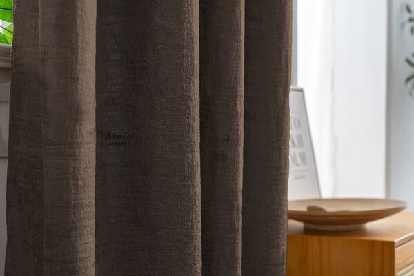 Zatemňovací závěs LOOM VELVET 140x250 cm, hnědý Zavěšení: Kovové kroužky