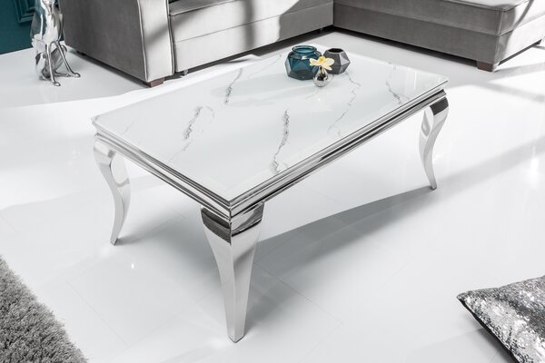 Konferenční stolek BARROCK 100 cm - bílá, šedá