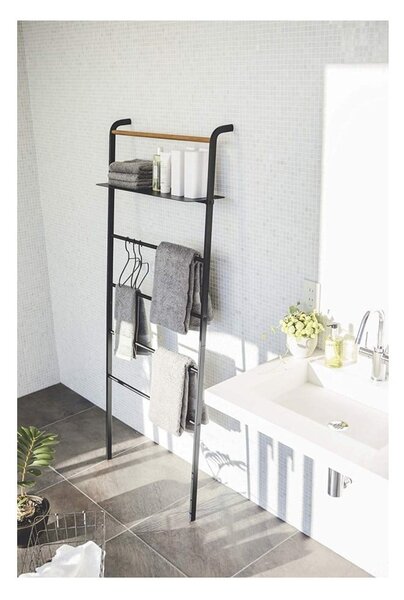 Černý věšák s poličkou YAMAZAKI Tower Ladder