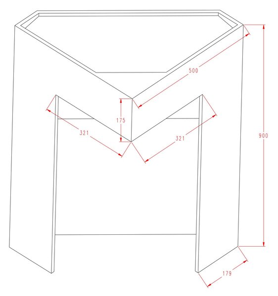 Rohové umyvadlo TWZ70 - minerální odlitek - 50 x 50 x 90 cm - bílá matná